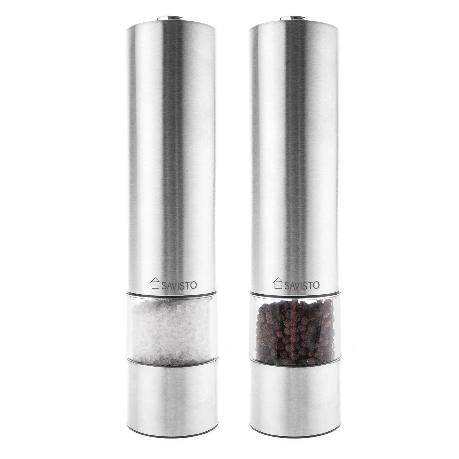 SpiceSurge Electric Salt and Pepper Grinder - One-Click Precision,  Stainless Steel Finish, Customizable Coarseness - Vysta Home